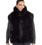 Black Fox Fur Vest for Men