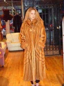 Whiskey Directional Mink Fur Coat 9711