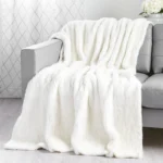 White Knit Mink Throw