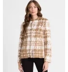 Knitted Mink Jacket with Check Pattern in Camel and White