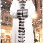 White Mink Coat Chinchilla Fur Trim 8899