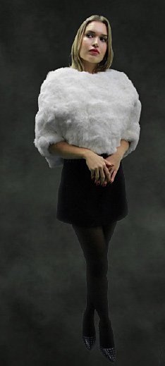 White Rex Rabbit Fur Capelet 55423