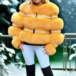 Yellow Fox Jacket Horizontal Rhinestones 7737