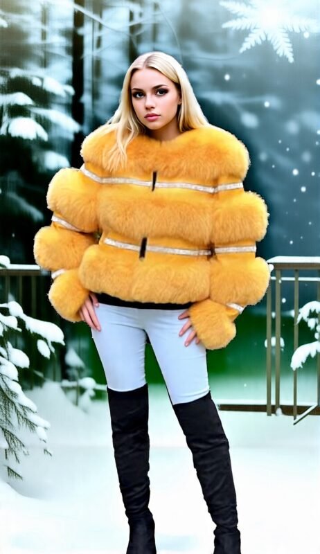 Yellow Fox Jacket Horizontal Rhinestones 7737