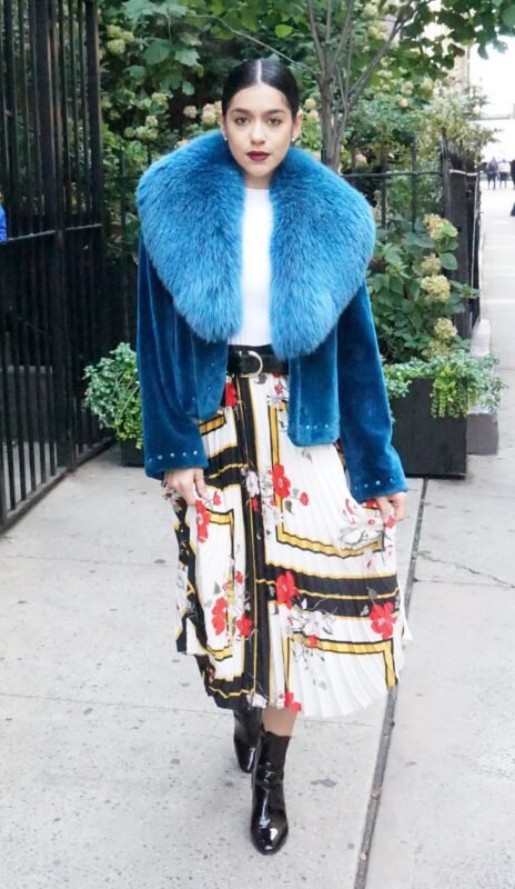 Zuki Blue Sheared Beaver Jacket Fox Collar 3494