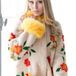 Zuki Furs Sheared Beaver Stroller Floral Design 87531